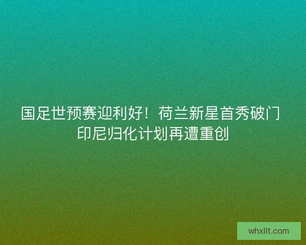 国足世预赛迎利好！荷兰新星首秀破门 印尼归化计划再遭重创