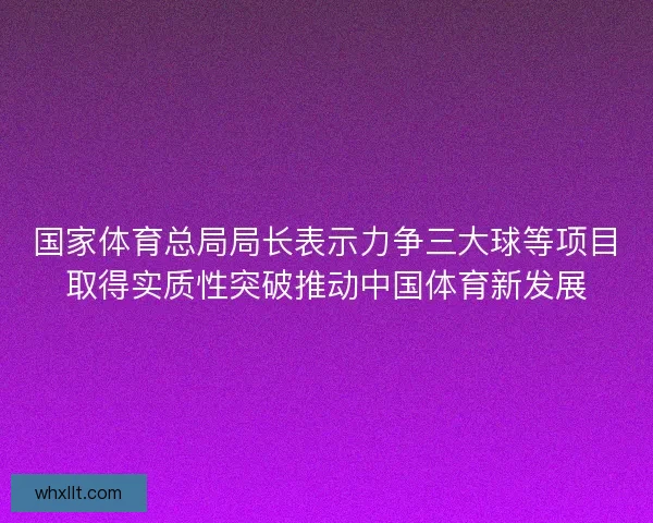 国家体育总局局长表示力争三大球等项目取得实质性突破推动中国体育新发展