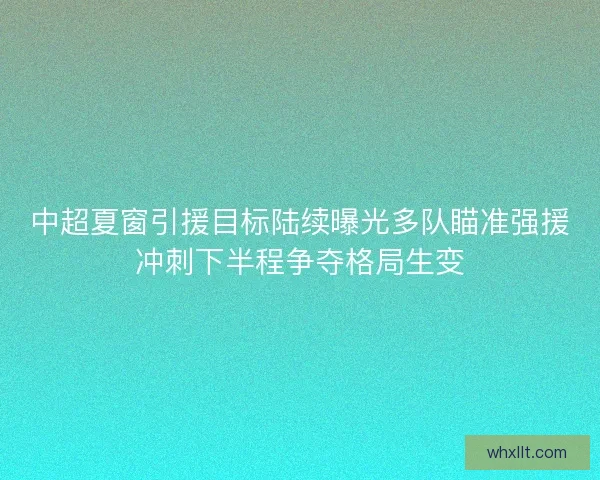 中超夏窗引援目标陆续曝光多队瞄准强援冲刺下半程争夺格局生变 中超夏窗引援目标陆续曝光多队瞄准强援冲刺下半程争夺格局生变