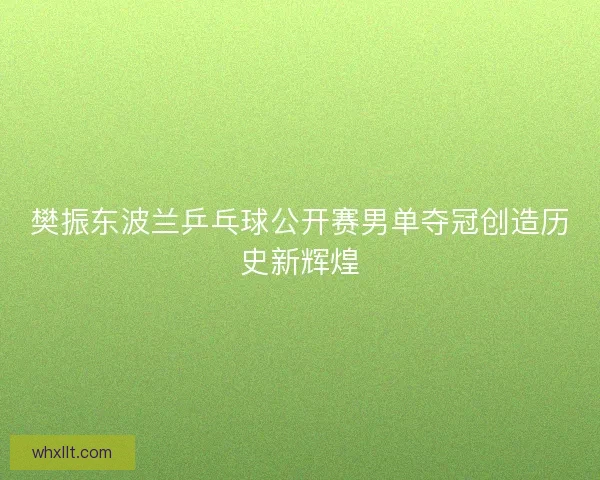 樊振东波兰乒乓球公开赛男单夺冠创造历史新辉煌