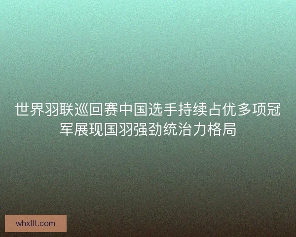 世界羽联巡回赛中国选手持续占优多项冠军展现国羽强劲统治力格局