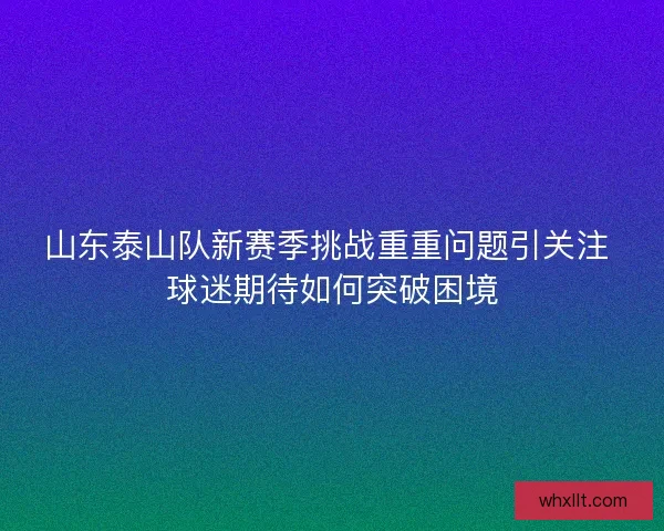 山东泰山队新赛季挑战重重问题引关注 球迷期待如何突破困境 山东泰山队新赛季挑战重重问题引关注 球迷期待如何突破困境